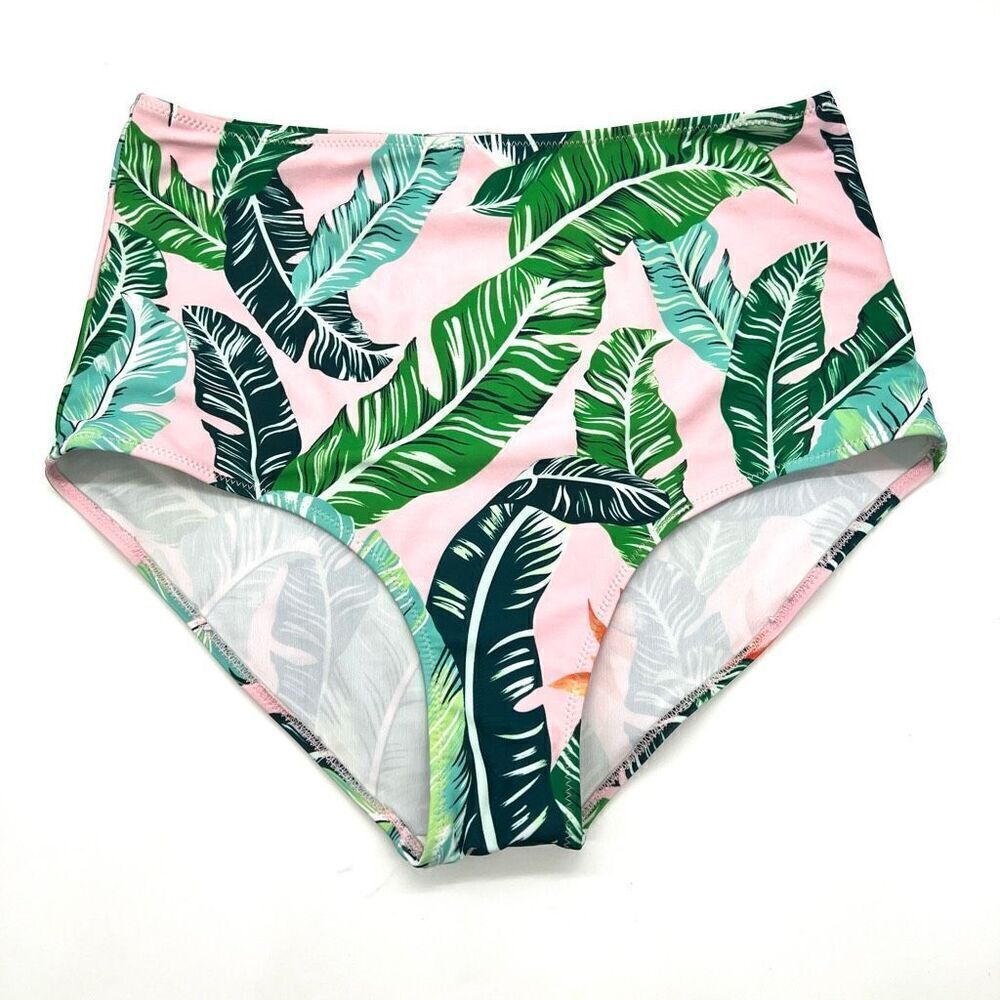 Marina Viva High Waist Brief Bikini Bottom Size Large Tropical Floral Print  Pin